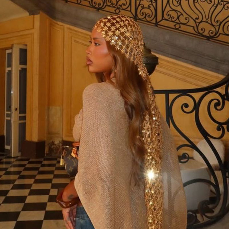 Boho Sequin Mesh Headscarf Gol - огляд і ціна Ethnic Fashion Design