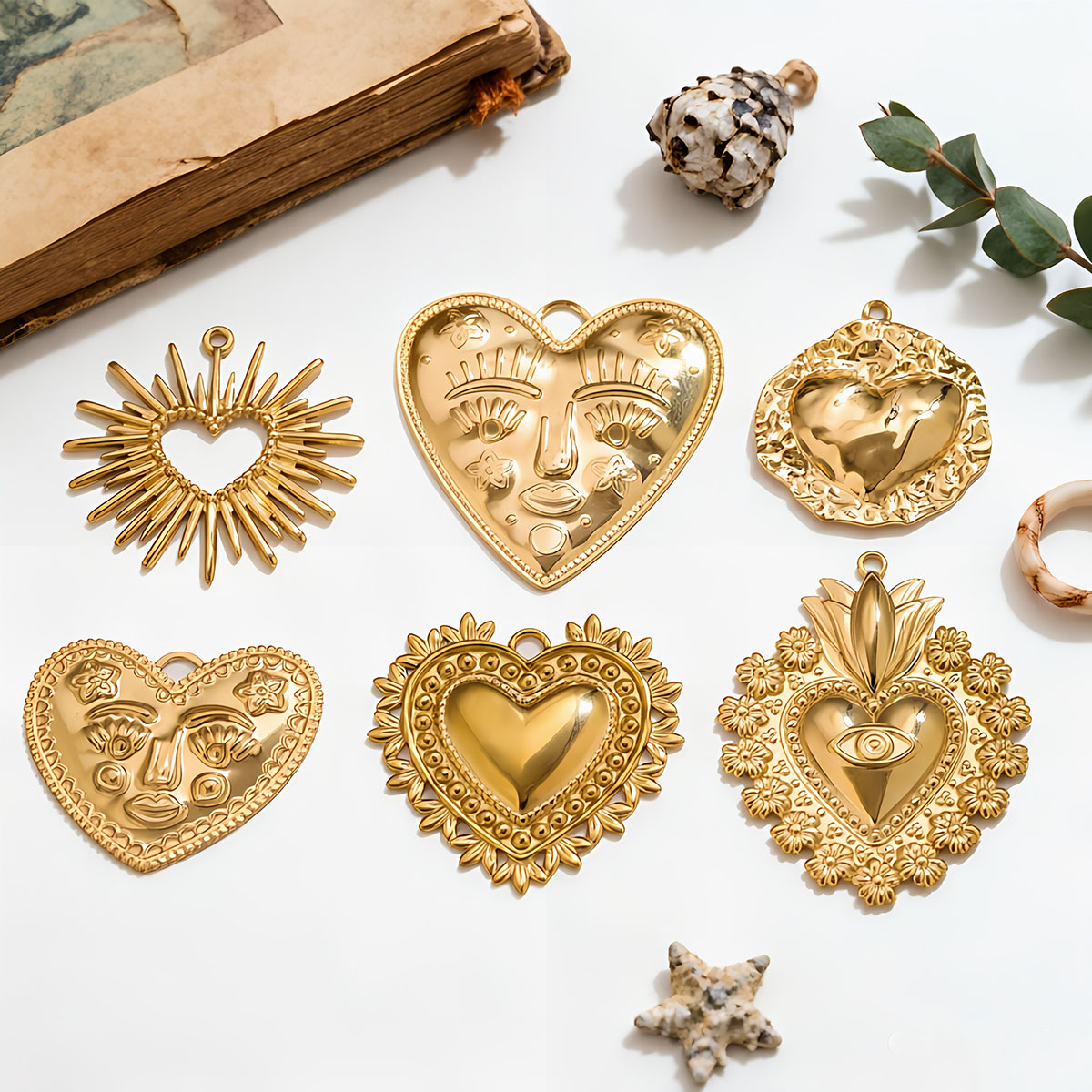 5Pcs PVD Gold Stainless Steel  - огляд і ціна Ethnic Fashion Design